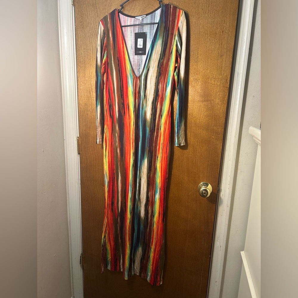 ‼️SOLD‼️ Fashion Nova Vibrant Striped Long Sleeve Dress